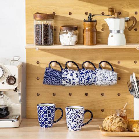 Regalo ideal SELENE, juego de tazas azules para amantes del café.