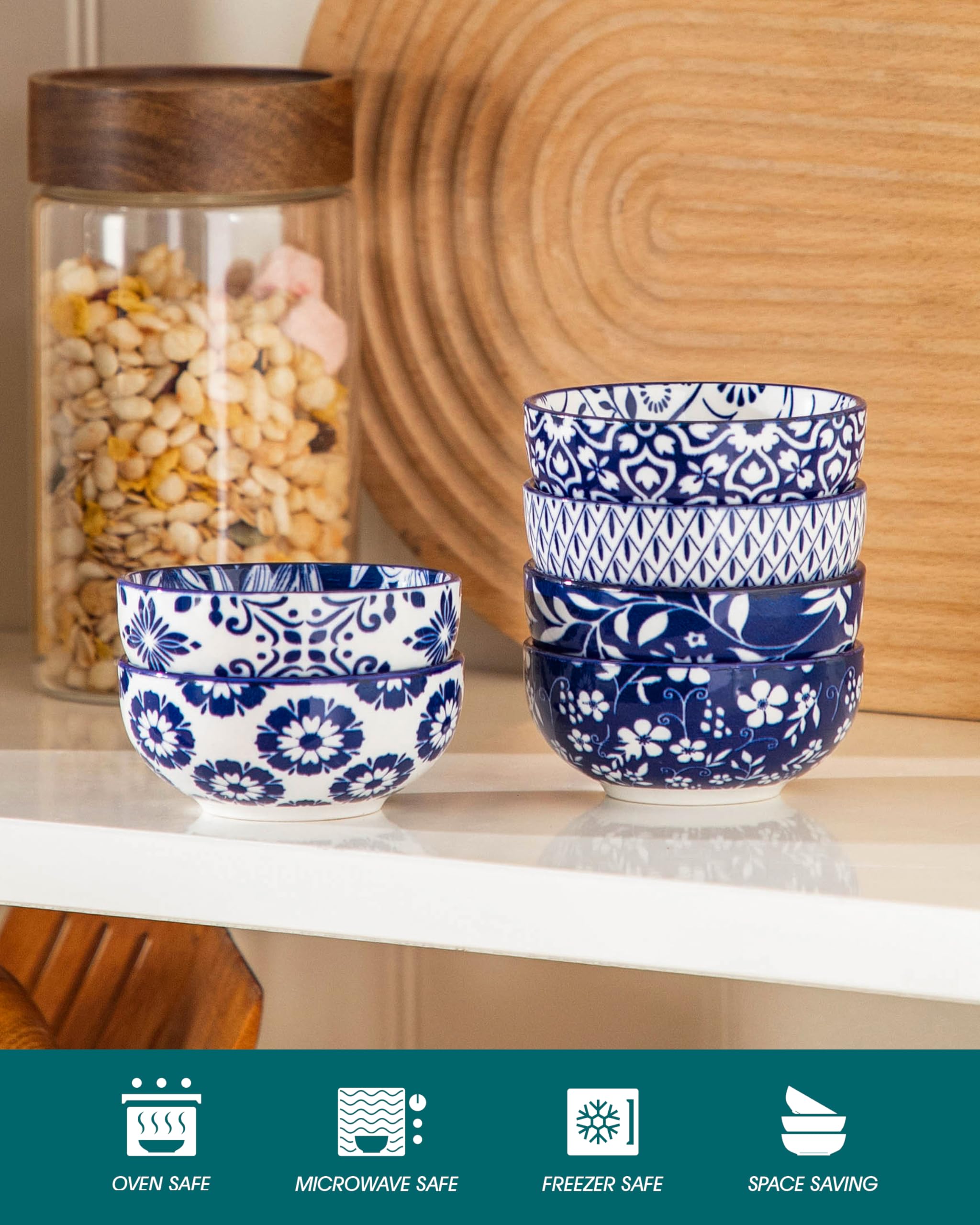 Vancasso Selene tazones mini dip para frutos secos y condimentos, ahorro de espacio