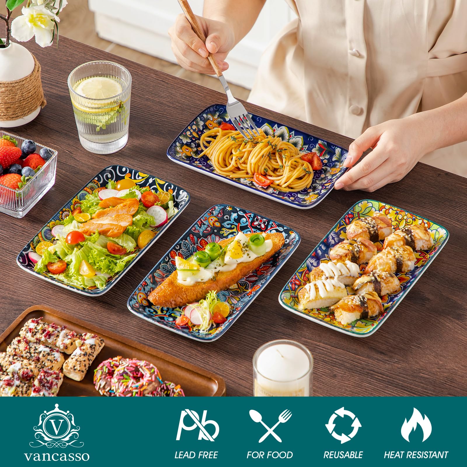 Conjunto de seis platos ceramicos Simi para diversas ocasiones.