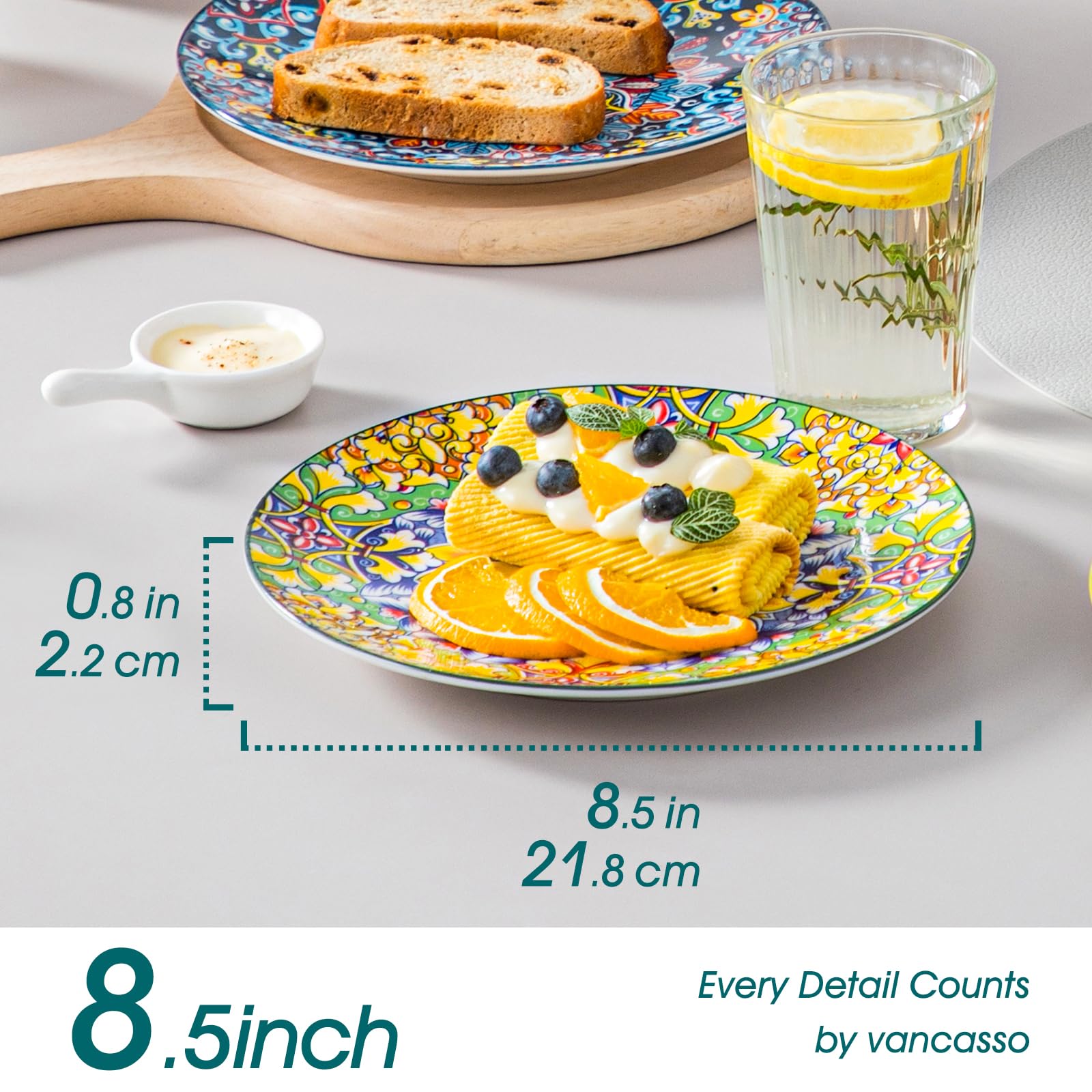 Vancasso Simi plato de cena pequeño 8,5 pulgadas para porciones diarias.