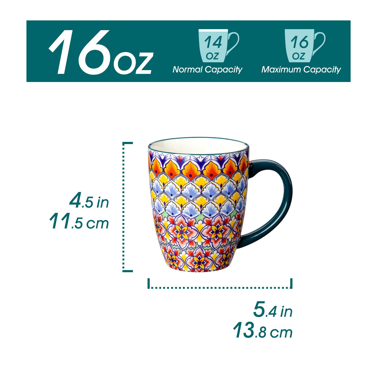 Conjunto de 6 tazas Vancasso SIMI con patrones bohemios para regalo.