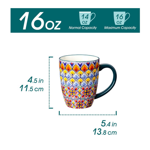 Conjunto de 6 tazas Vancasso SIMI con patrones bohemios para regalo.