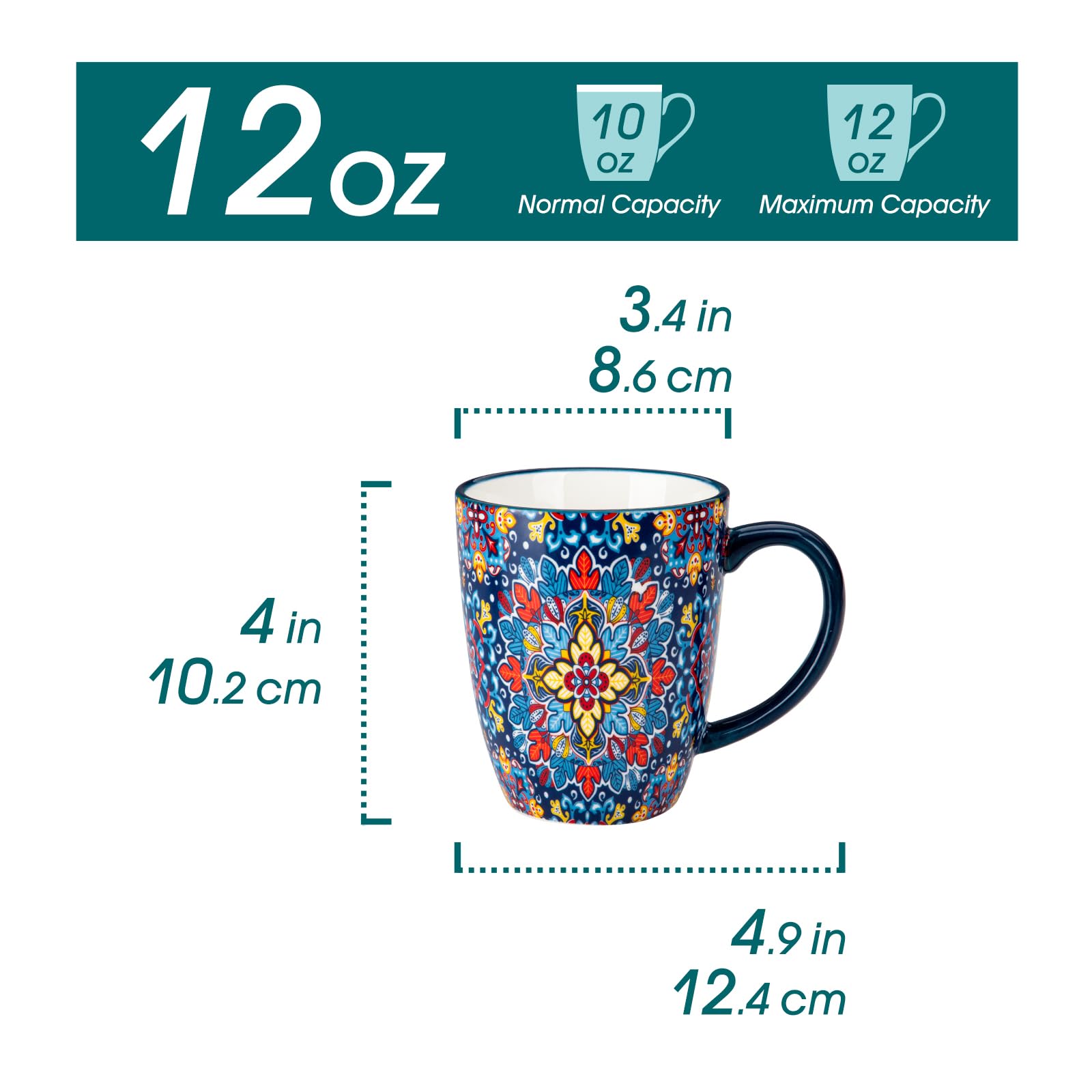 Vancasso SIMI tazas boho con asa amplia para agarre cómodo.
