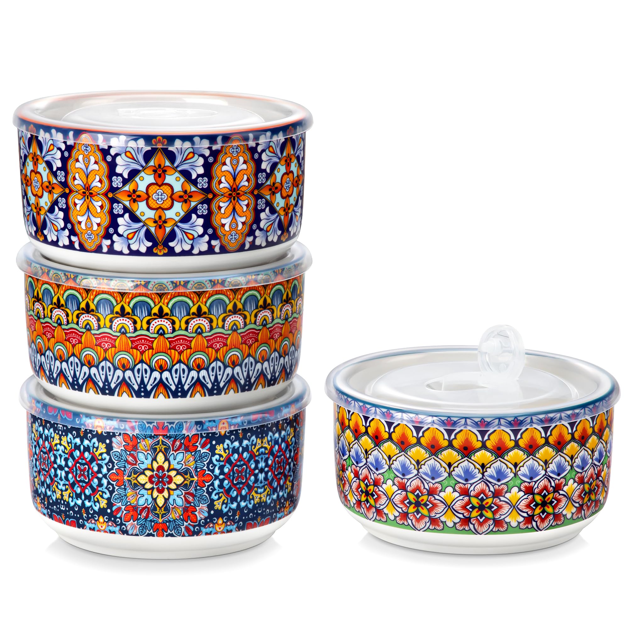 Tazones ceramicos Vancasso SIMI con tapas, ideales para porciones de 36 oz