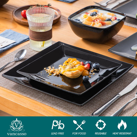 Vancasso Soho, plato de postre cuadrado negro para mostrar postres