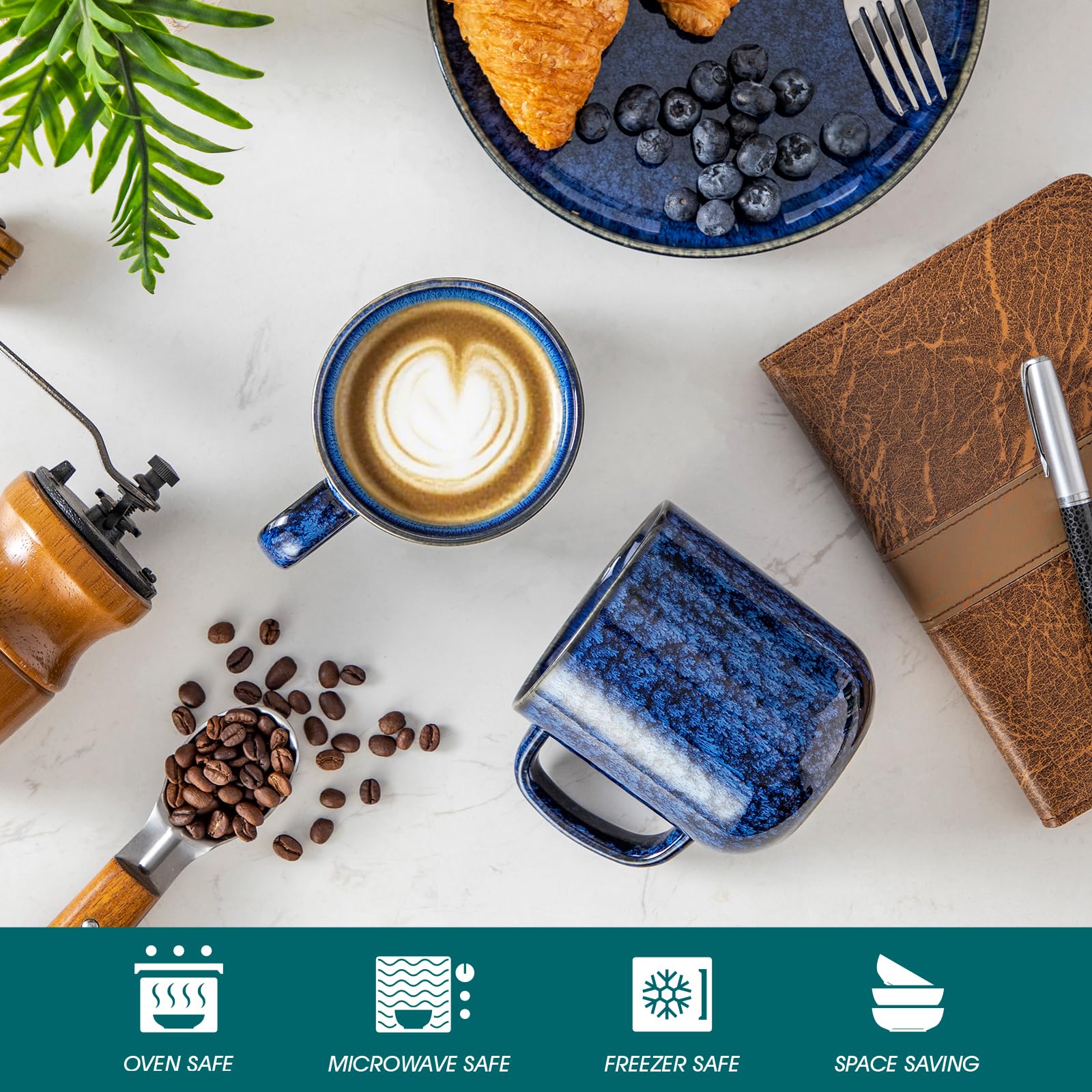 Conjunto de tazas vancasso STARRY 6 piezas azul para bebidas