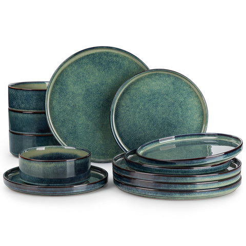 Vancasso Starry, plato principal de 10-25 pulgadas verde, ideal para comidas diarias.