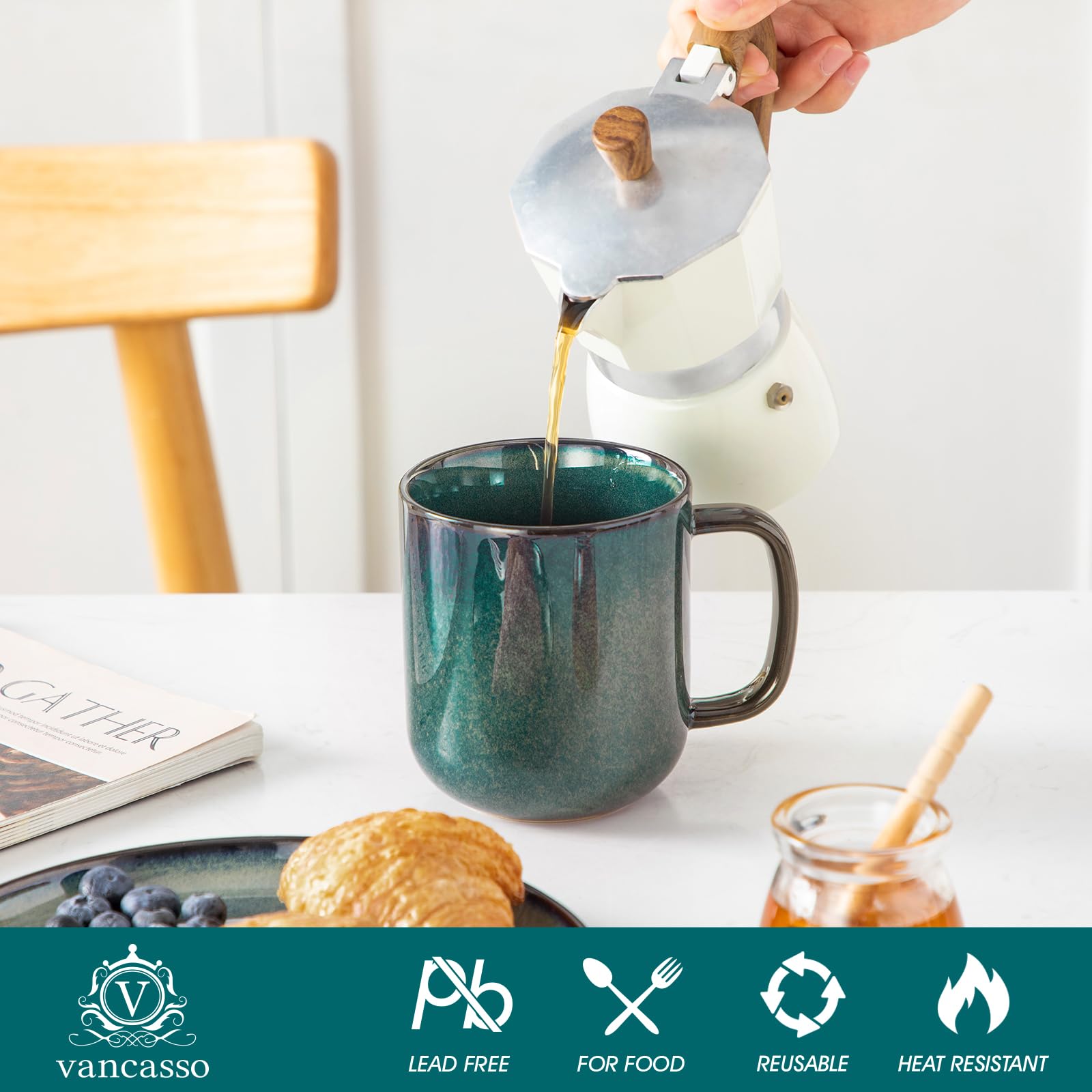 Taza vancasso Starry apta para lavavajillas, color verde