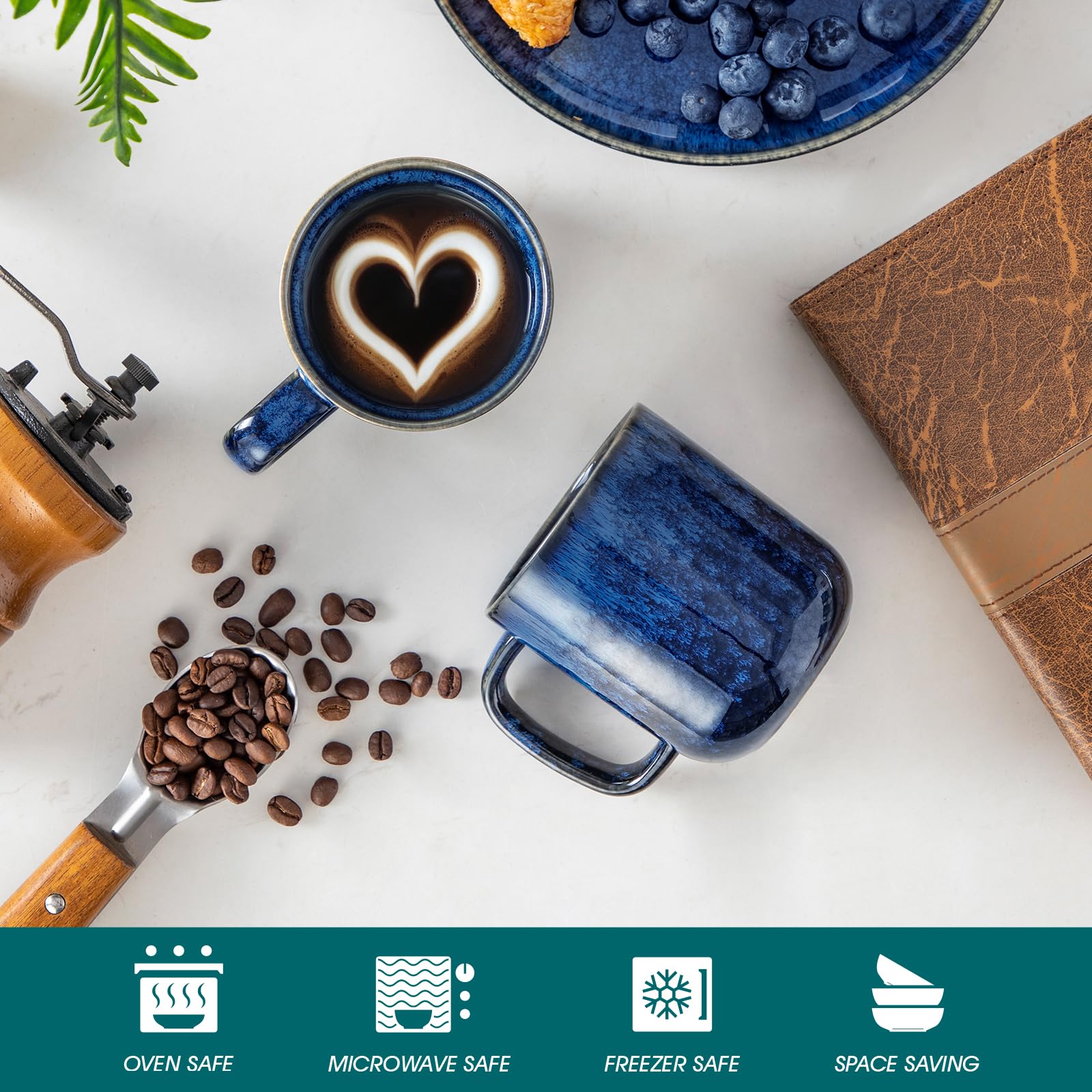 Taza caliente vancasso Starry con vapor, ideal para cappuccino o cacao