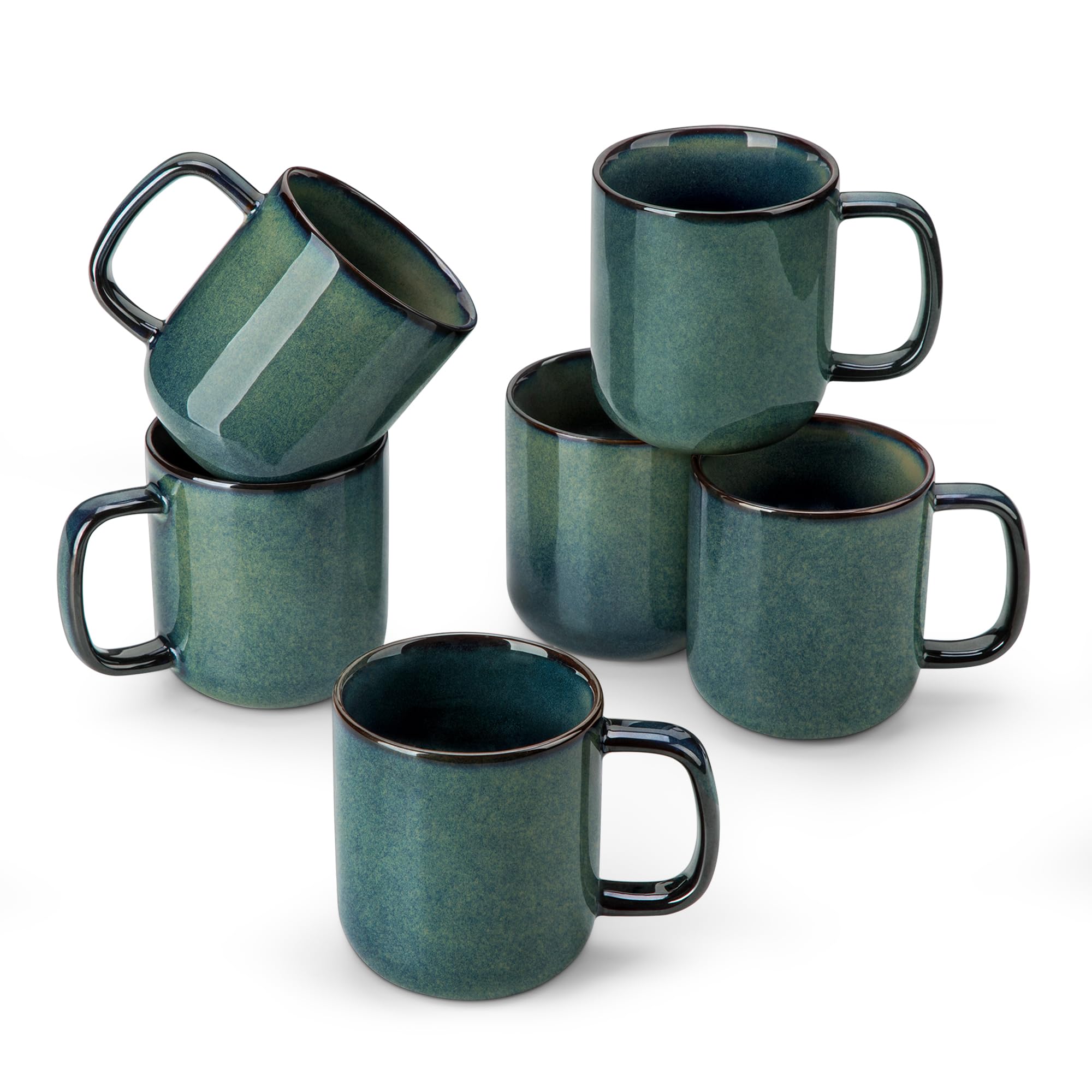 Taza Vancasso STARRY 12oz verde, primer plano, ideal para café diario.
