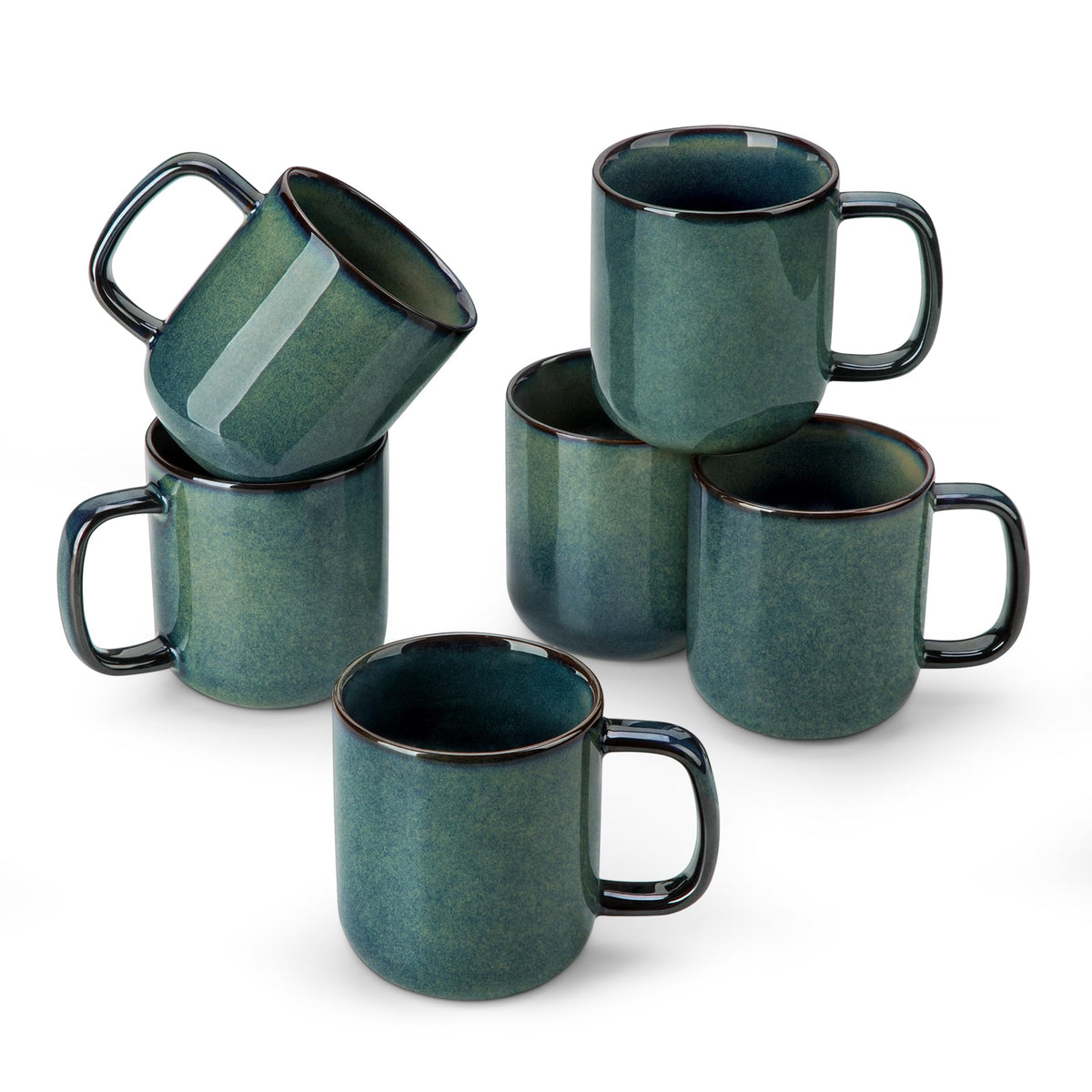 Taza Vancasso STARRY 12oz verde, primer plano, ideal para café diario.