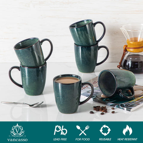 Cerámica verde Starry con vidriado reactivo único para cada taza