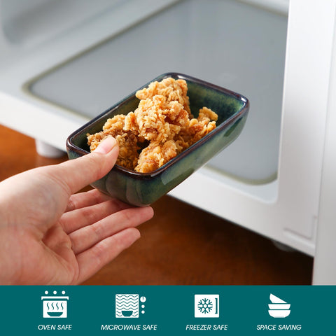 Vancasso Stern cuenco verde apilable para ahorro de espacio en la mesa.