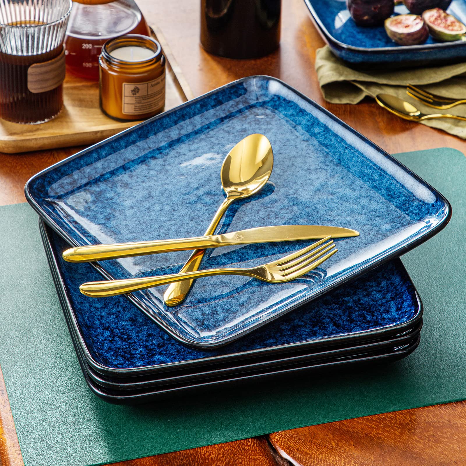 Vancasso Stern plato resistente a rayaduras azul para uso diario.