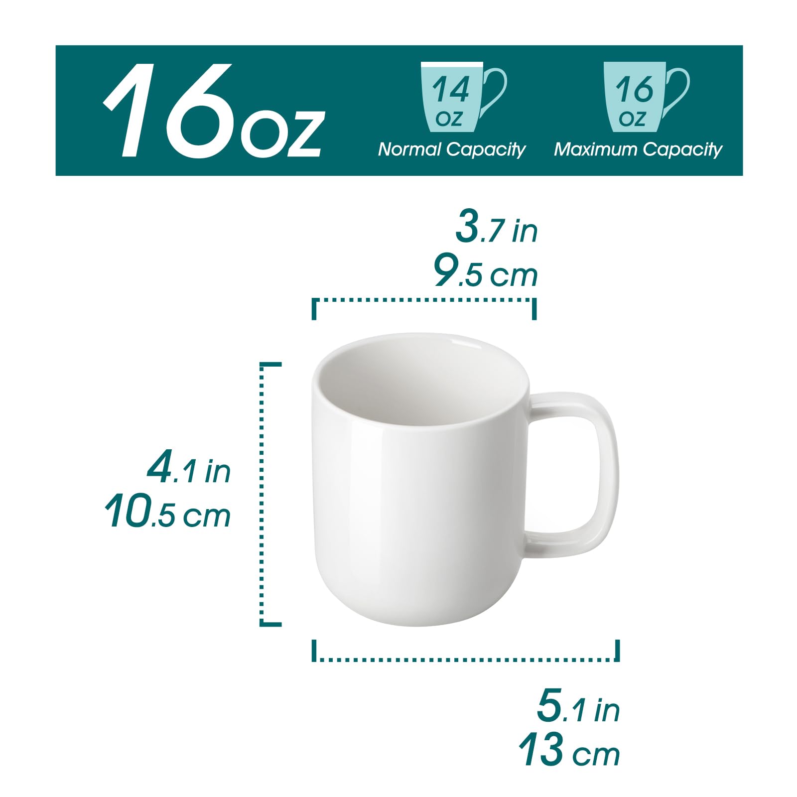 Taza Vancasso té-ceramica-blanca-16oz, perfecta para infusiones aromáticas.