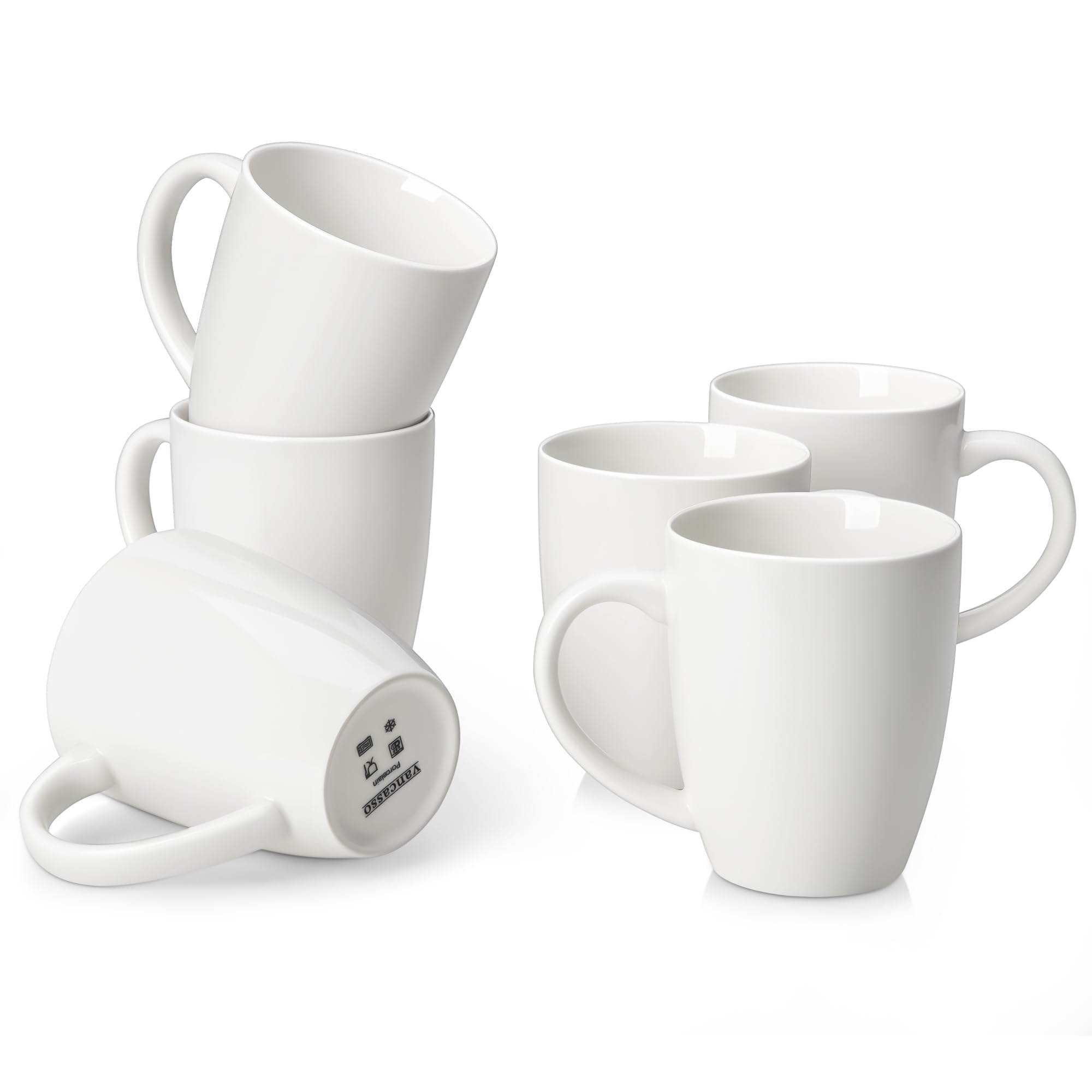 Vancasso: tazas de cerámica blanca 16 oz para café o té.