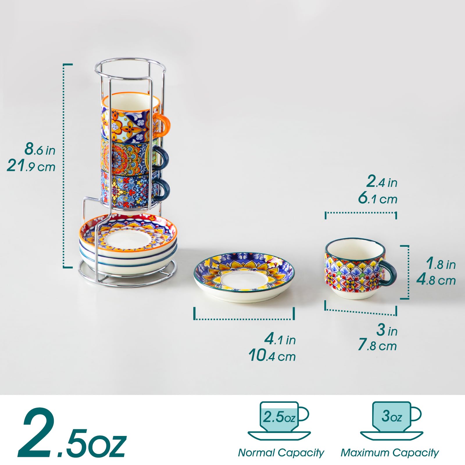 Tazas espresso 2,5 oz de vancasso, tamaño perfecto para escenas de cata.