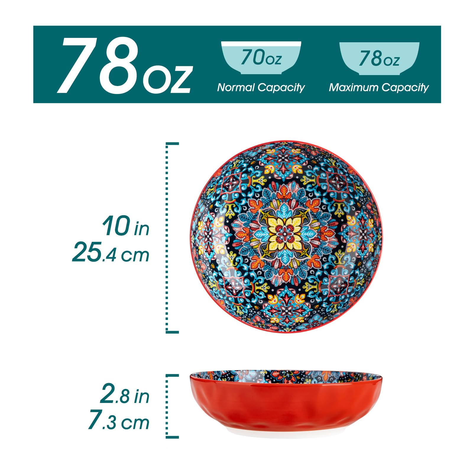 Tazones bohemios Vancasso con diseños coloridos para fiestas y presentaciones