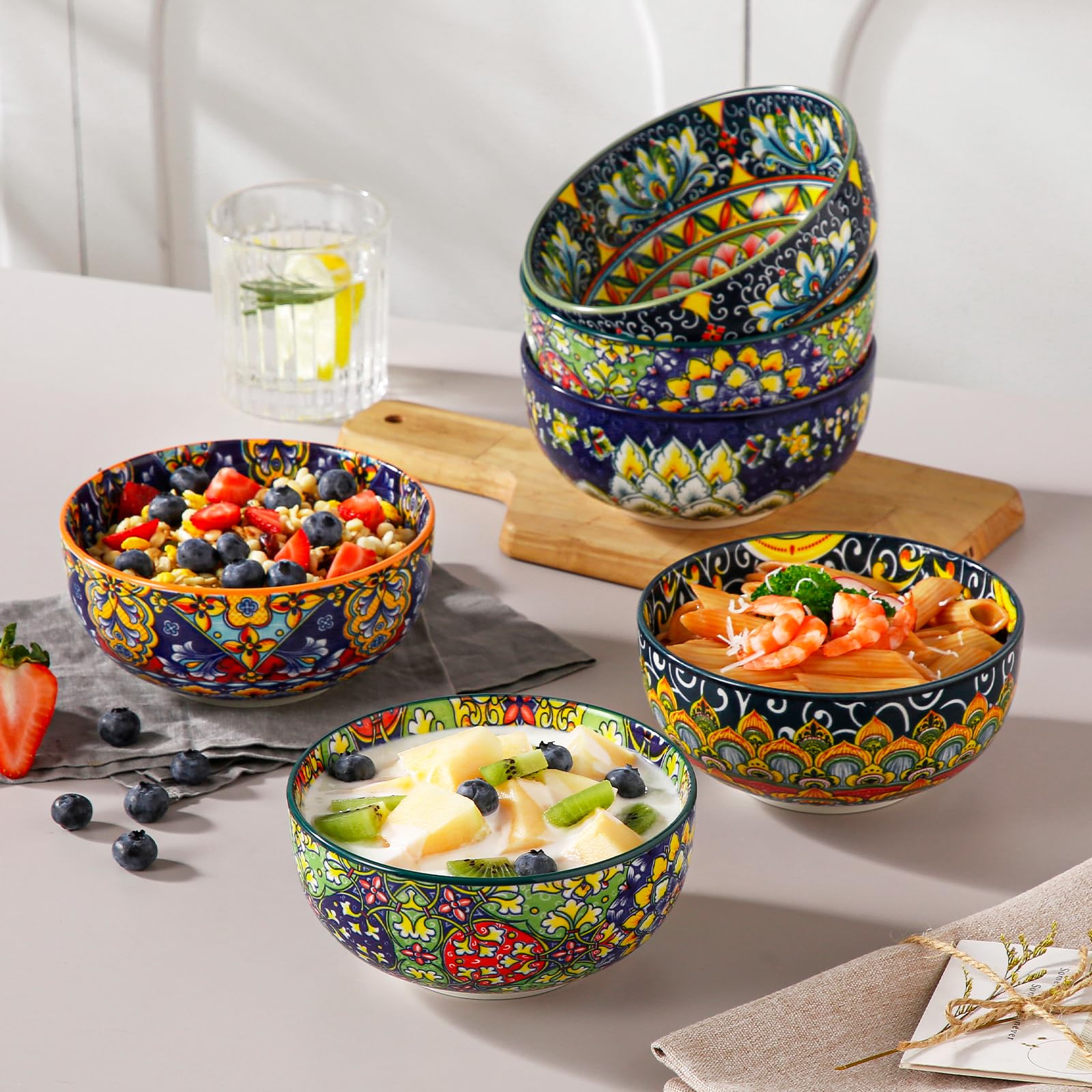Tazones bohemios Vancasso versátiles para ensaladas, pasta, arroz y fruta.