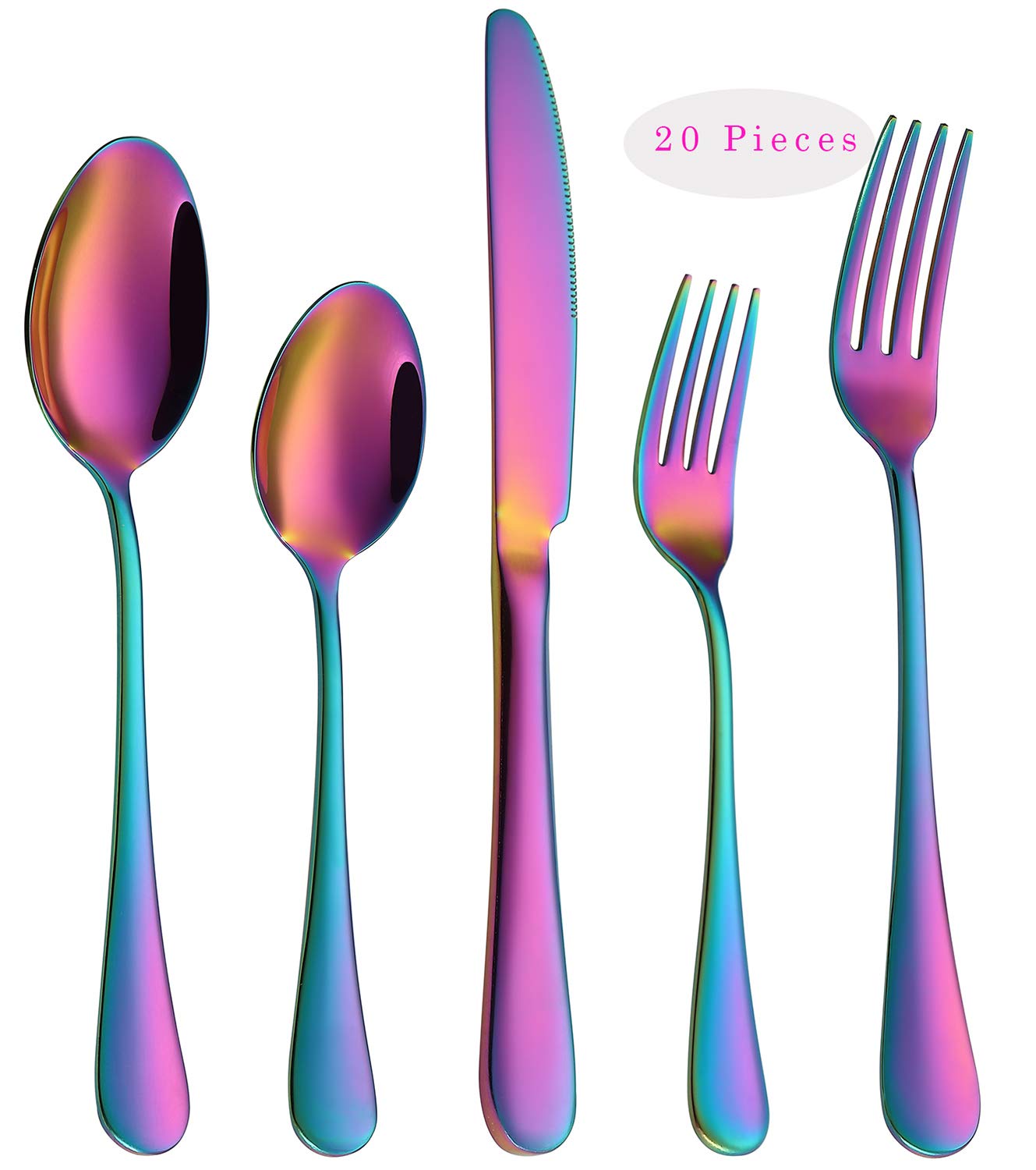 VANDBAO set cubiertos arcoiris 20 piezas para mesa elegante y colorida