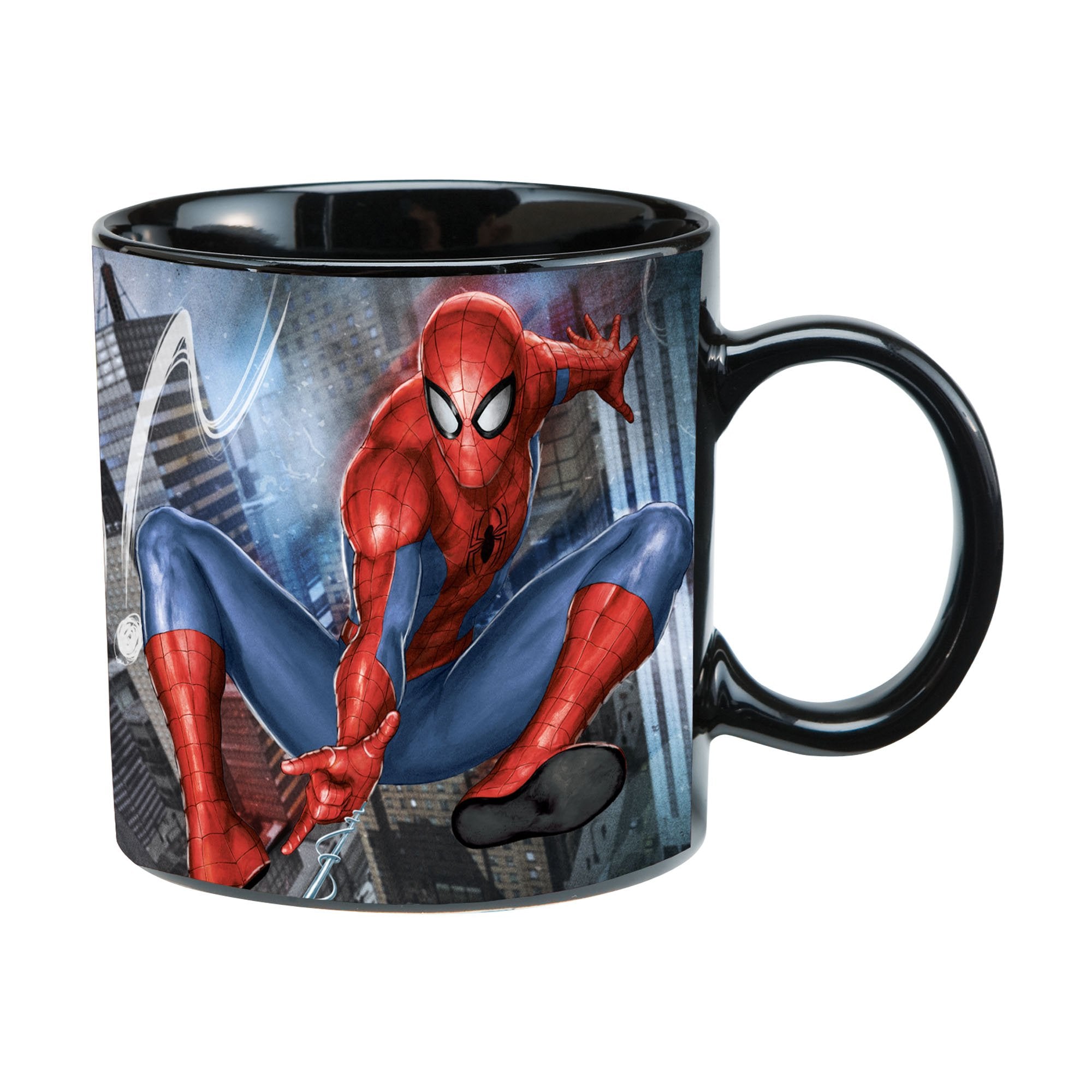 Taza Vandor Spider-Man con diseño frontal vibrante para admirar cada mañana