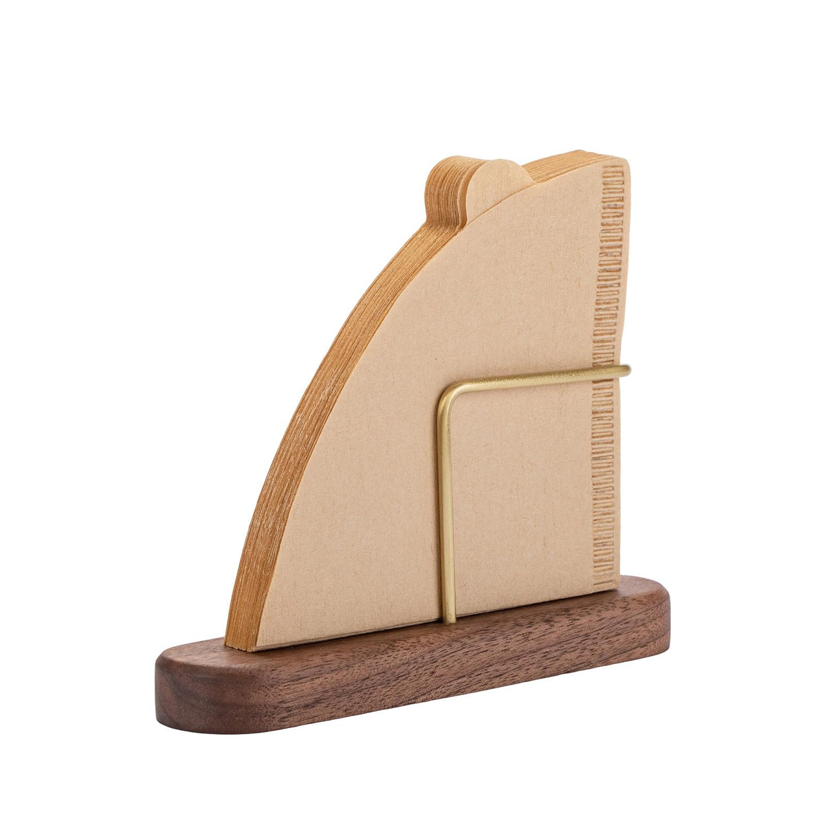 Soporte V60 de Vandroop con base de nogal, mantiene los filtros al alcance con estilo.