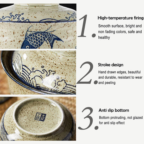 VanEnjoy patrón asiático antiguo en cerámica, toque decorativo para mesa