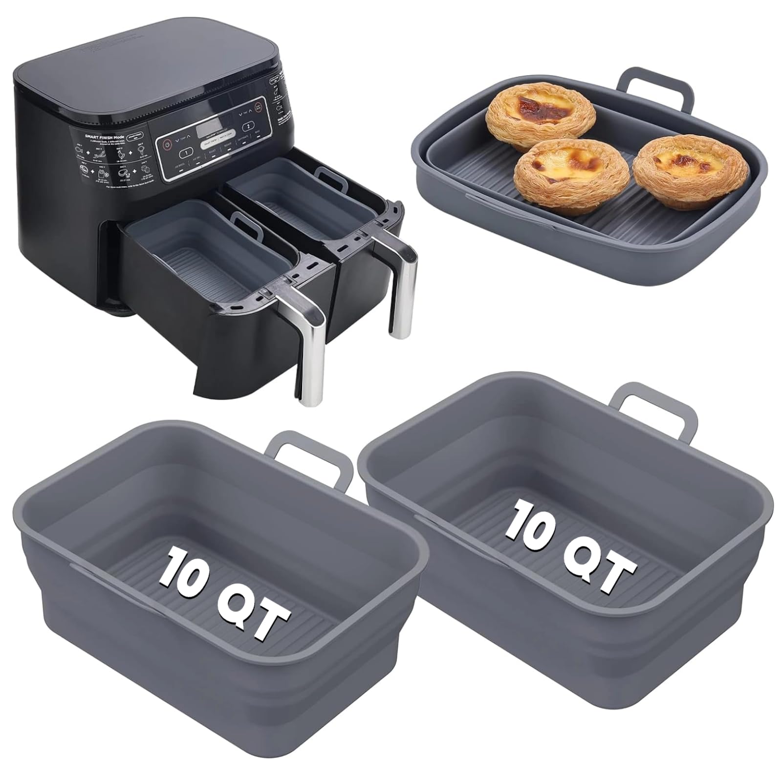 Liner plegable Vangerute para freidora 10QT: ahorro de espacio y limpieza.