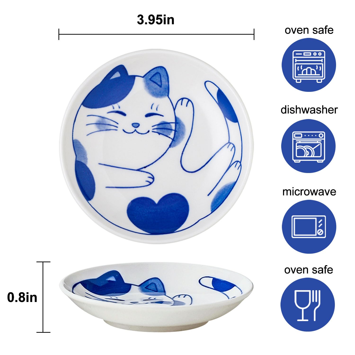 VanEnjoy plato cerámico con gatito dibujado, ideal para postres