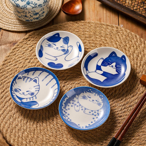 VanEnjoy plato cerámico de gatito azul para degustaciones y dulces