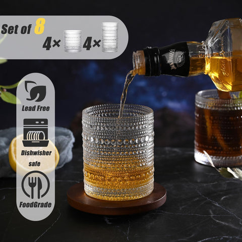 VANKUTL copas vintage 10 oz hobnail, set de 4, para bebidas frías y presentación elegante.