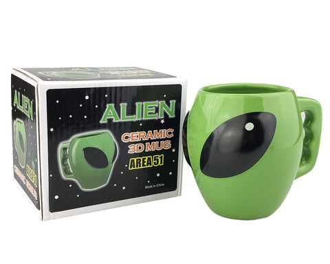VanEnjoy taza cerámica alien cabeza 3D, con manija antideslizante para agarre seguro
