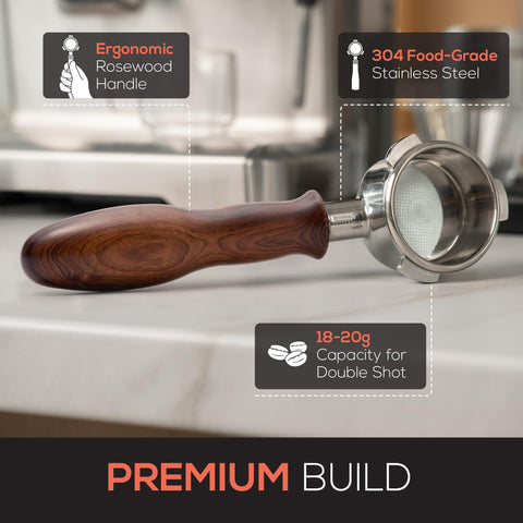 Vaneo portafiltro 54mm compatible con Breville y Sage para versatilidad.