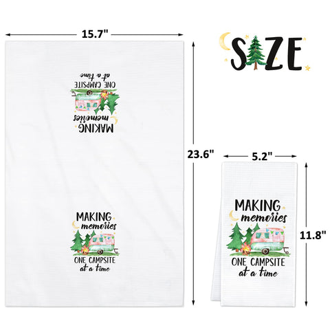 Vansolinne kit camping con toallas impresas, útiles para limpieza.