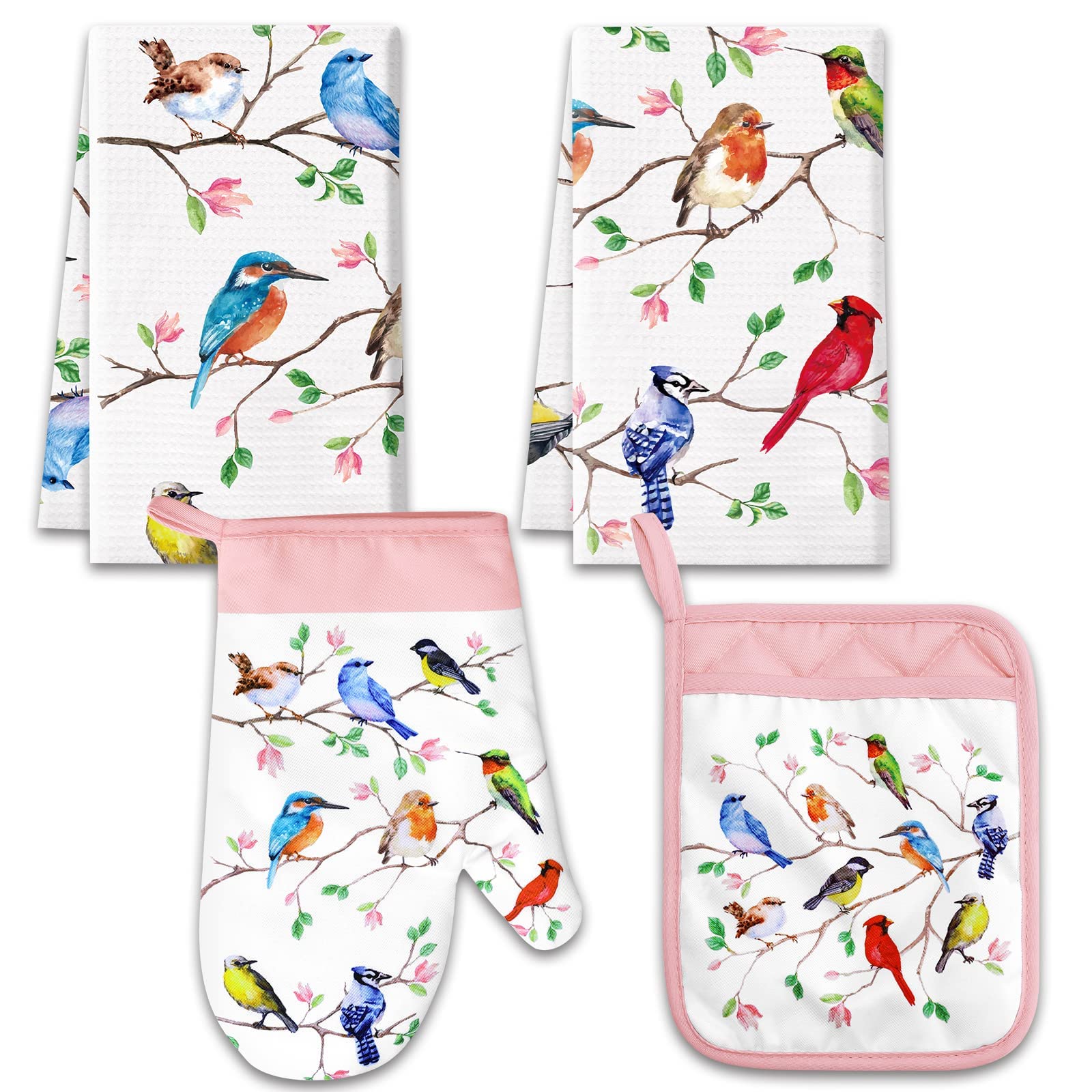 Vansolinne toallas cocina aves en rama, decorativas y absorbentes para uso diario.