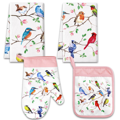 Vansolinne toallas cocina aves en rama, decorativas y absorbentes para uso diario.