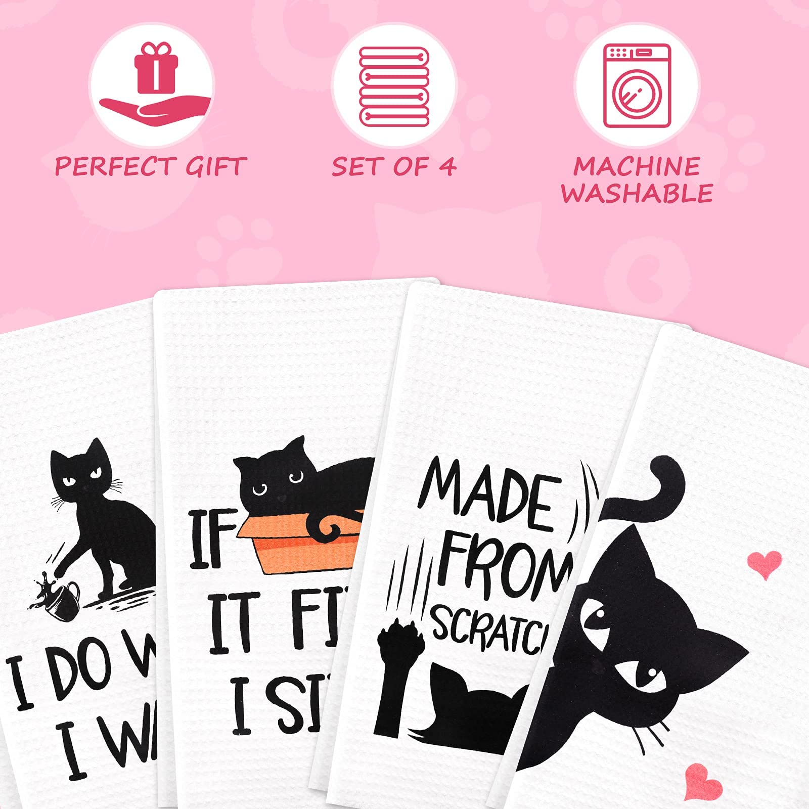 Toallas Vansolinne con diseño de gatos para decorar y secar
