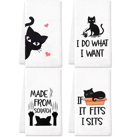 Toallas Vansolinne con diseño de gatos divertidos para secar platos con estilo.