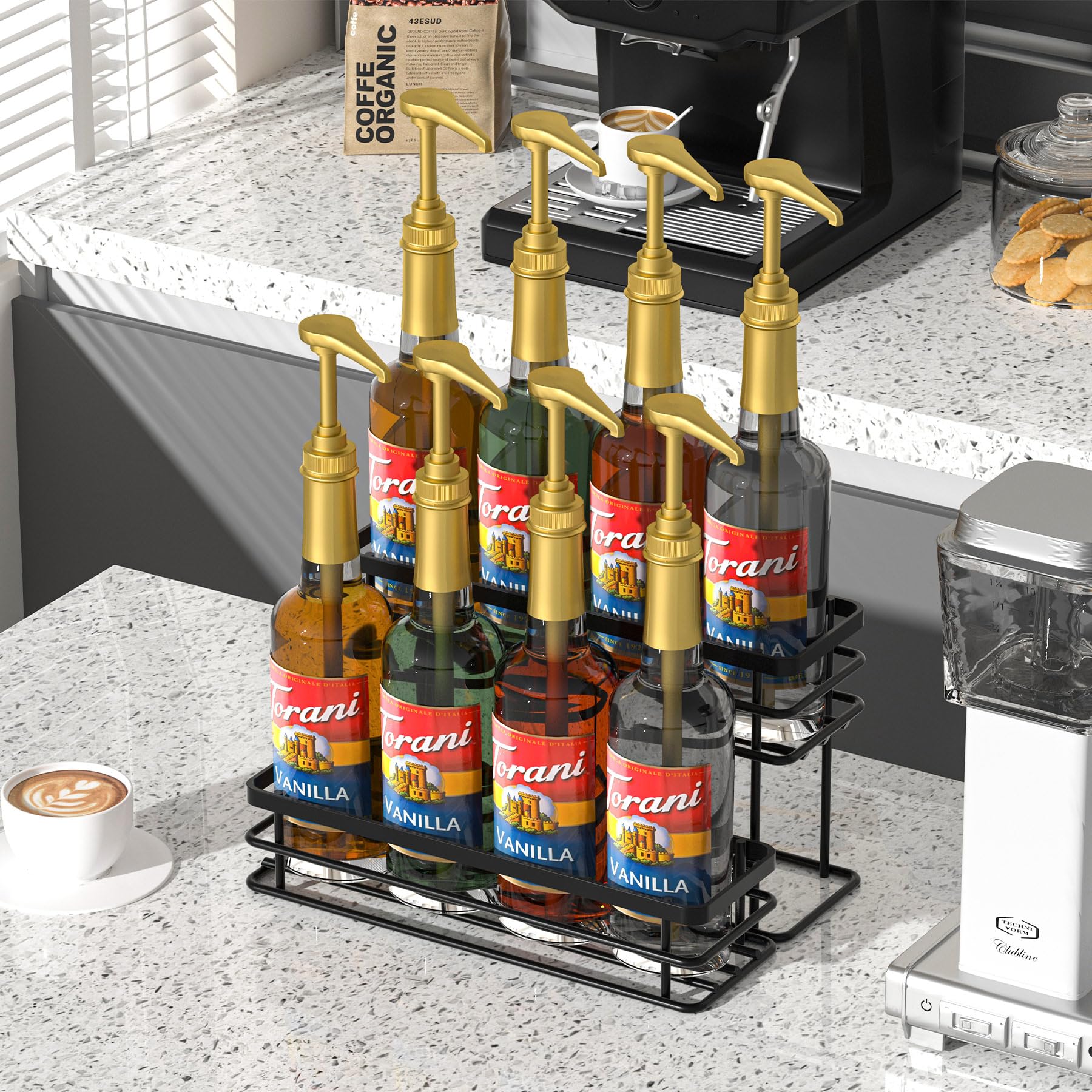 Vantimo uso multifuncional para aceites, vinos y jarabes, organización elegante.
