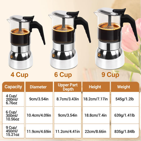 Vaolvpant cafetera moka compatible con estufas de gas e inducción