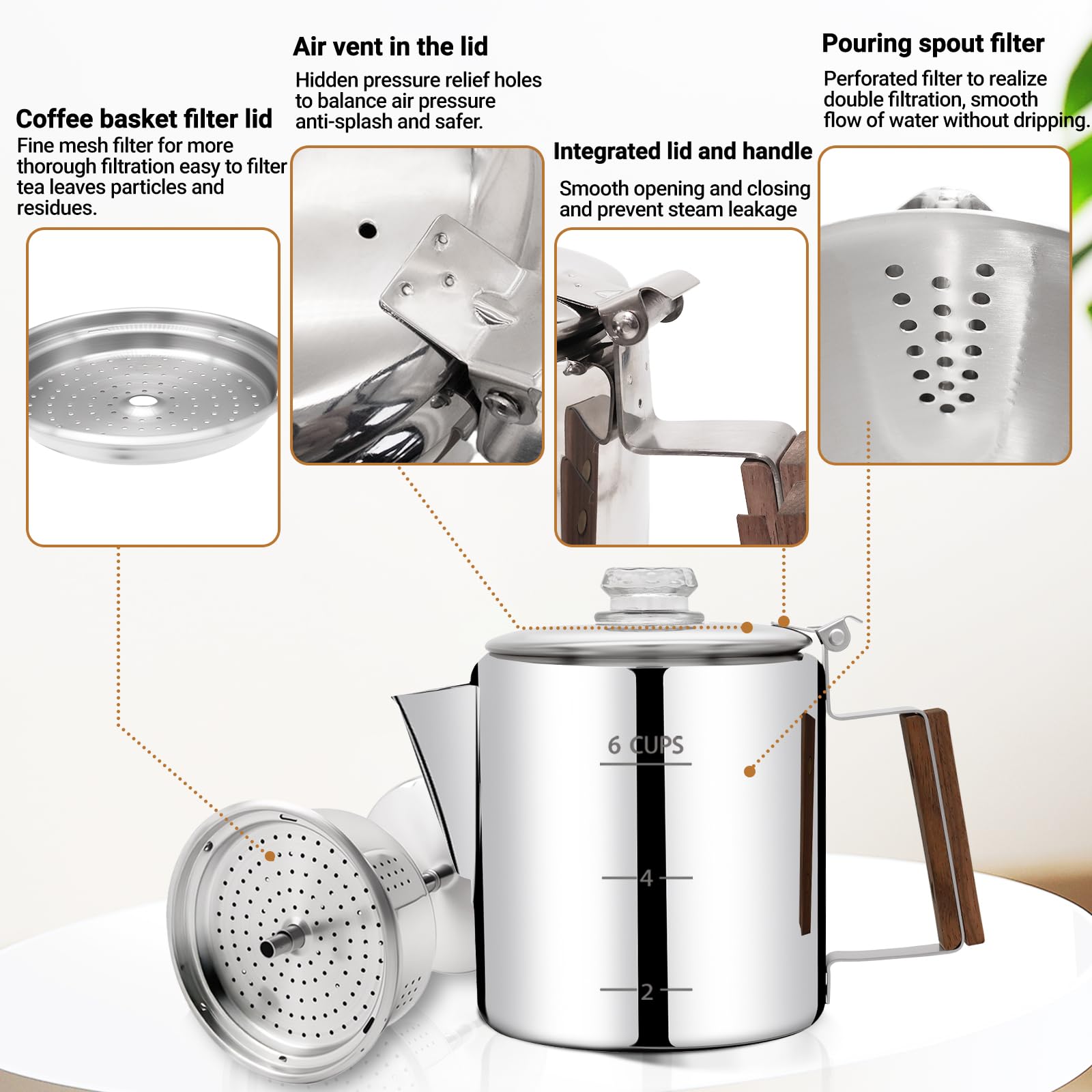 Capacidad de 1000 ml en Vaolvpant para varias tazas