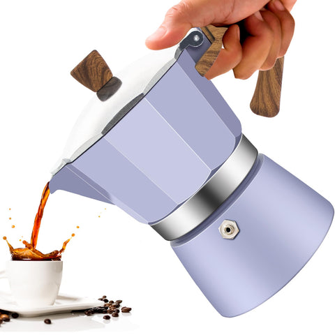 Vaolvpant Moka Pot 3 tazas purpura listo para espresso casero