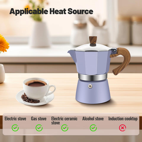 Vaolvpant Moka Pot base de aluminio purpura