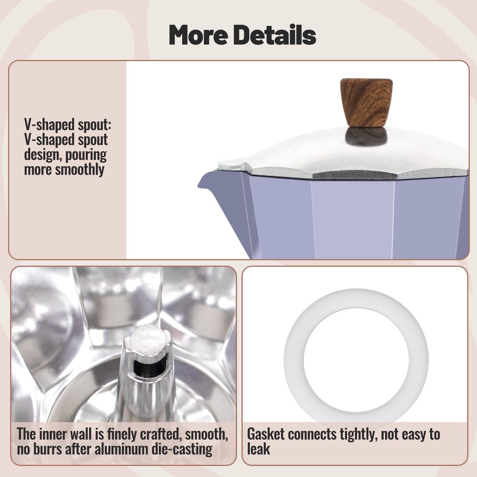 Vaolvpant Moka Pot espresso casero purpura
