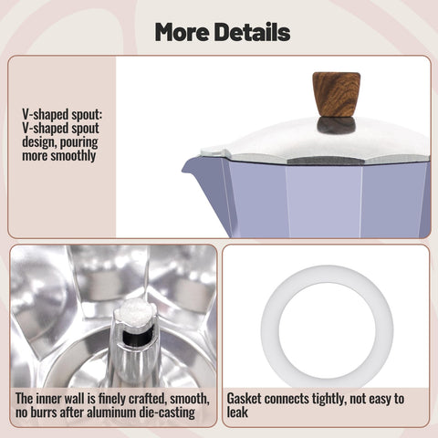 Vaolvpant Moka Pot espresso casero purpura