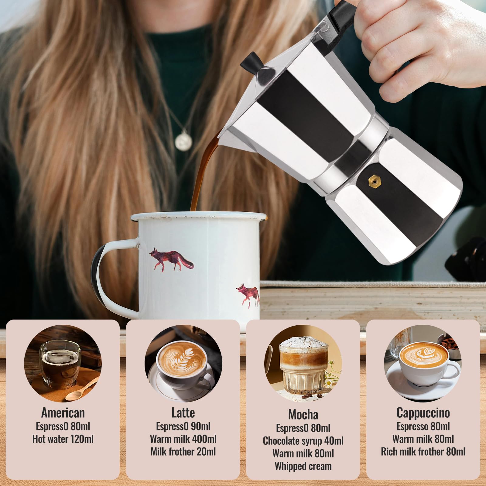 Vaolvpant moka pot con tapa desmontable para lavado a mano.