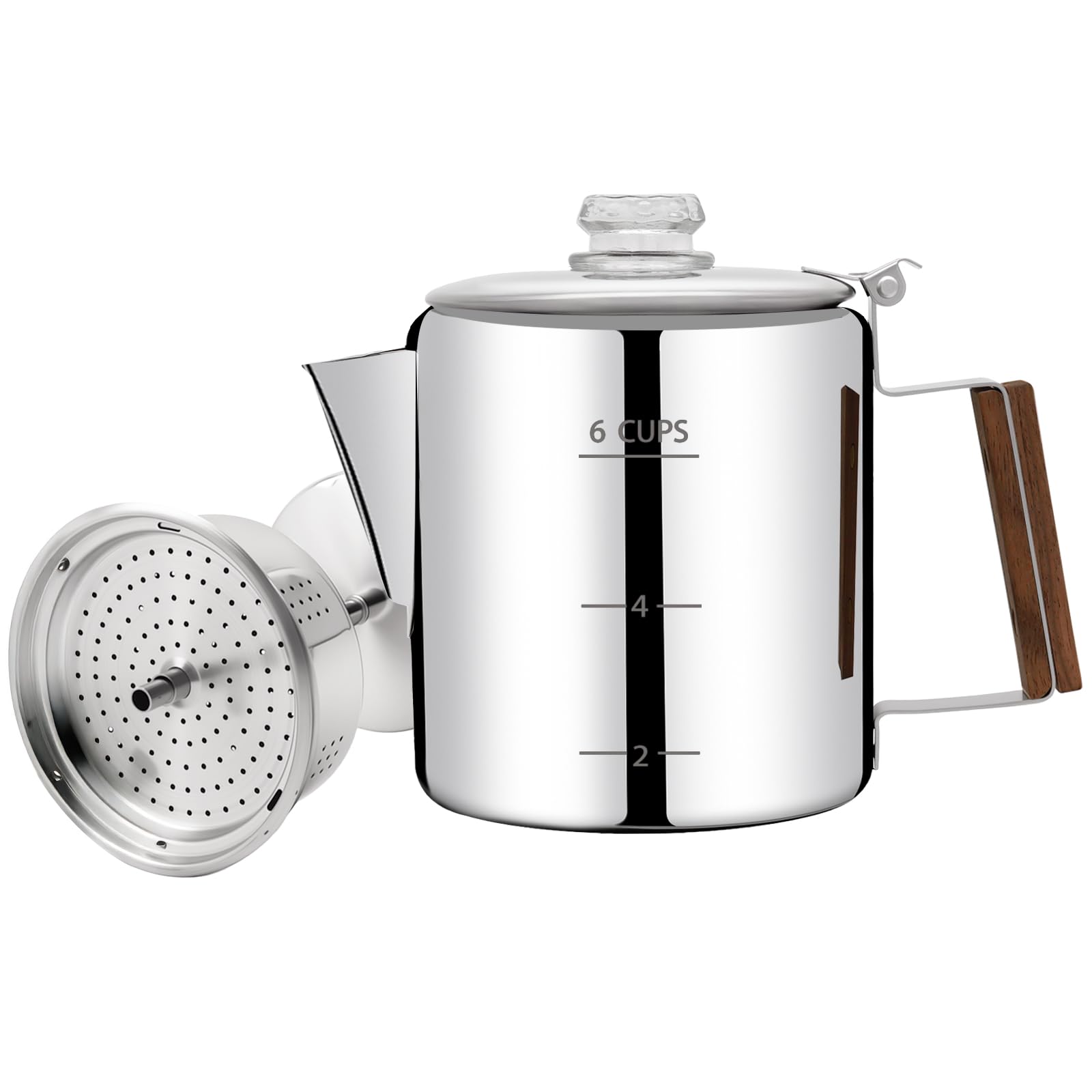 Vaolvpant percolador 6 tazas, acero 304, diseño duradero para café