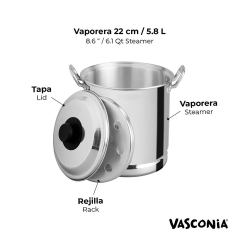 Olla Vasconia para mariscos y pasta, cocción suave y uniforme.