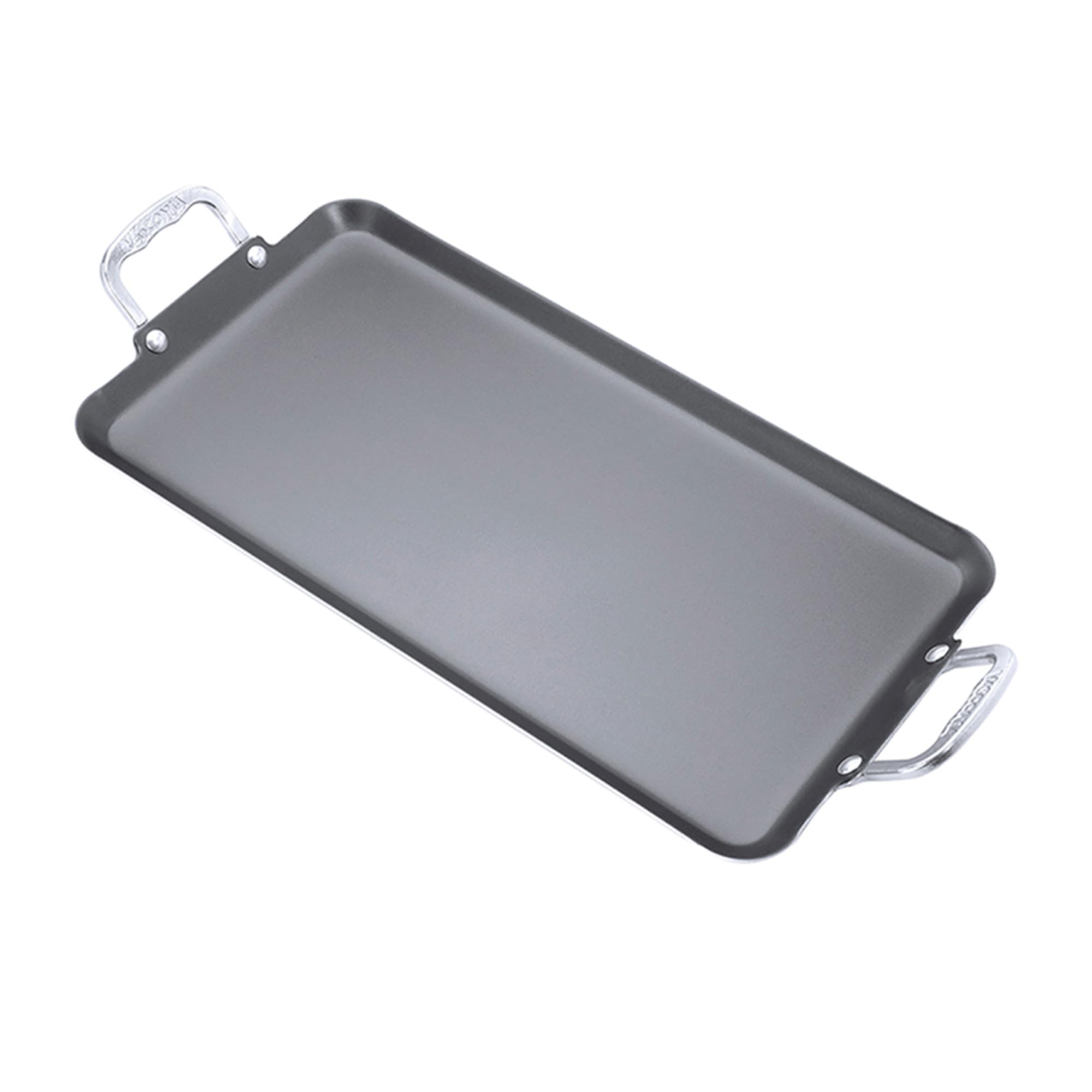 Vasconia plancha doble-quemador 20x11: superficie antiadherente para dorar varios platos.
