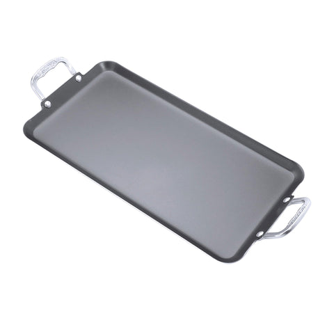 Vasconia plancha doble-quemador 20x11: superficie antiadherente para dorar varios platos.